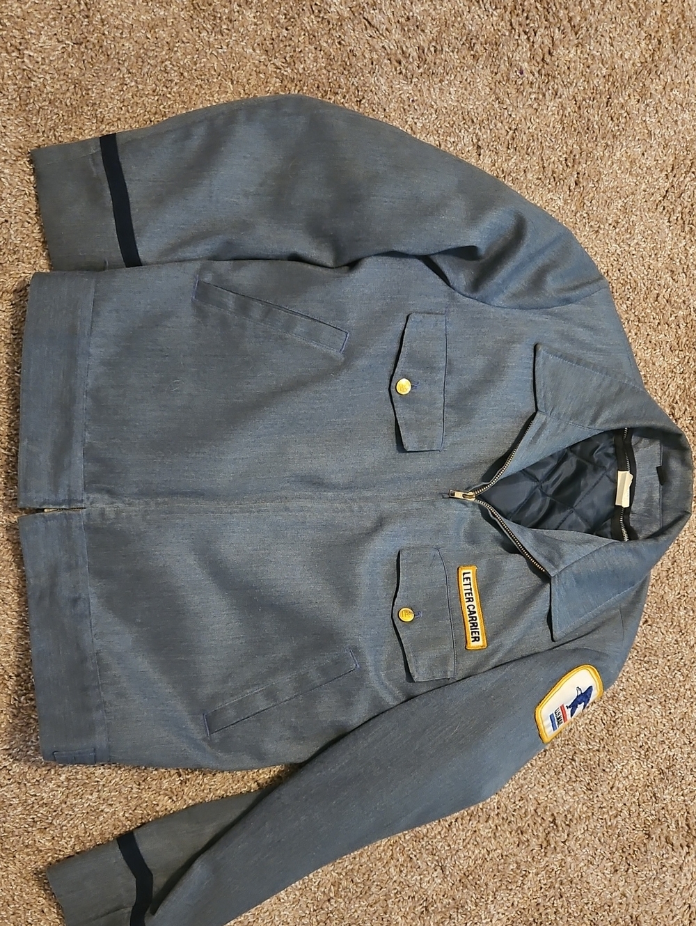 Vintage USPS Letter Carrier Gray Utility Field Jacket with Patch Details